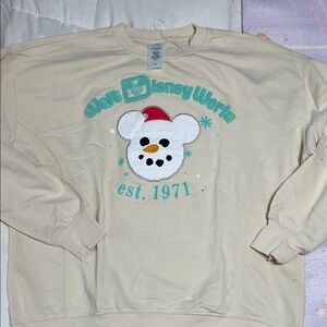 Disney Walt Disney World viral Christmas snowman pullover top sweatshirt S NWT